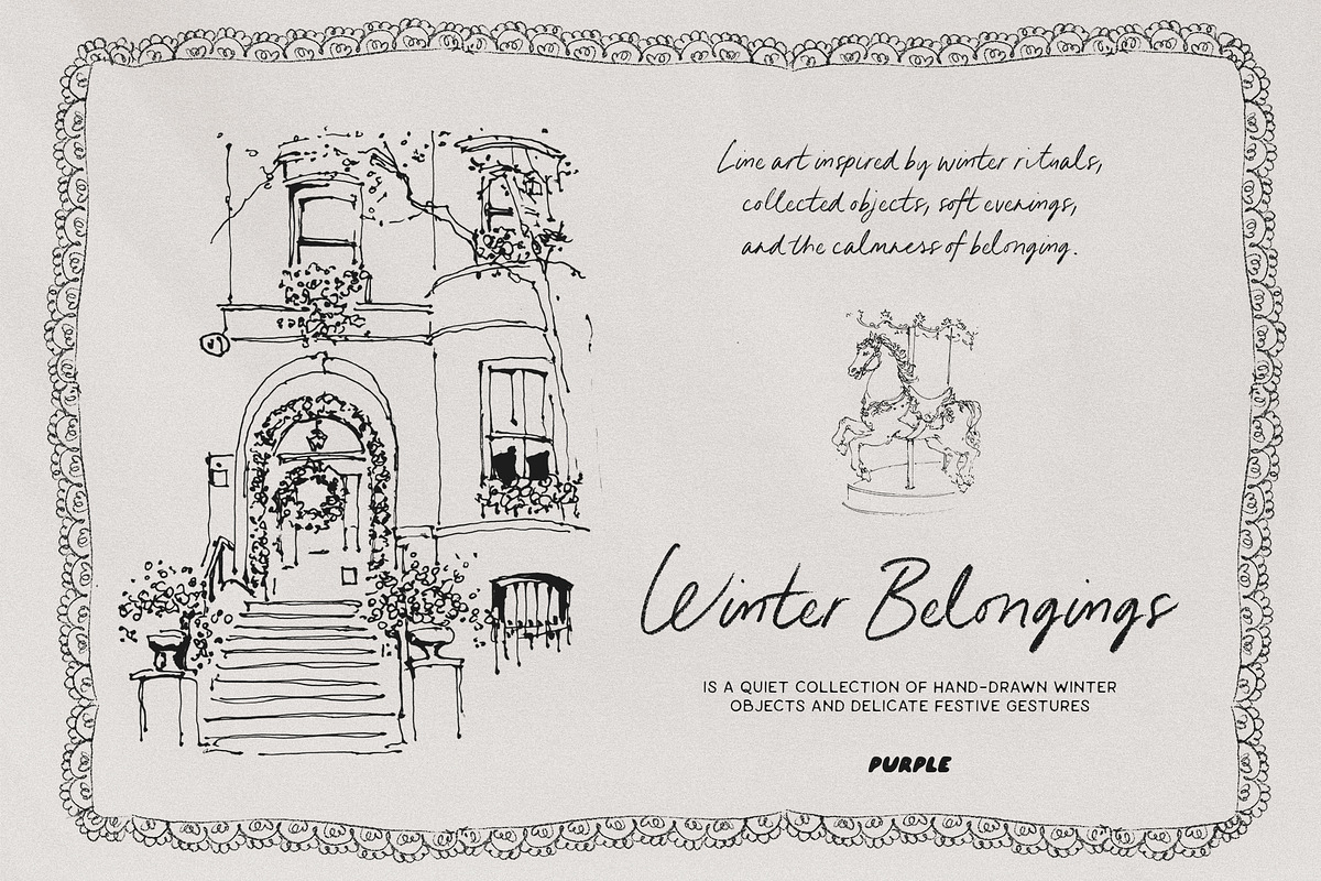 Winter Belongings: Holiday Line Art, a Seasonal Illustration by Purple (Photo 3 of 15)