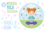 Cute girls in yoga poses. Vector, a Graphic by natamastery (Thumbnail 2 of 6)
