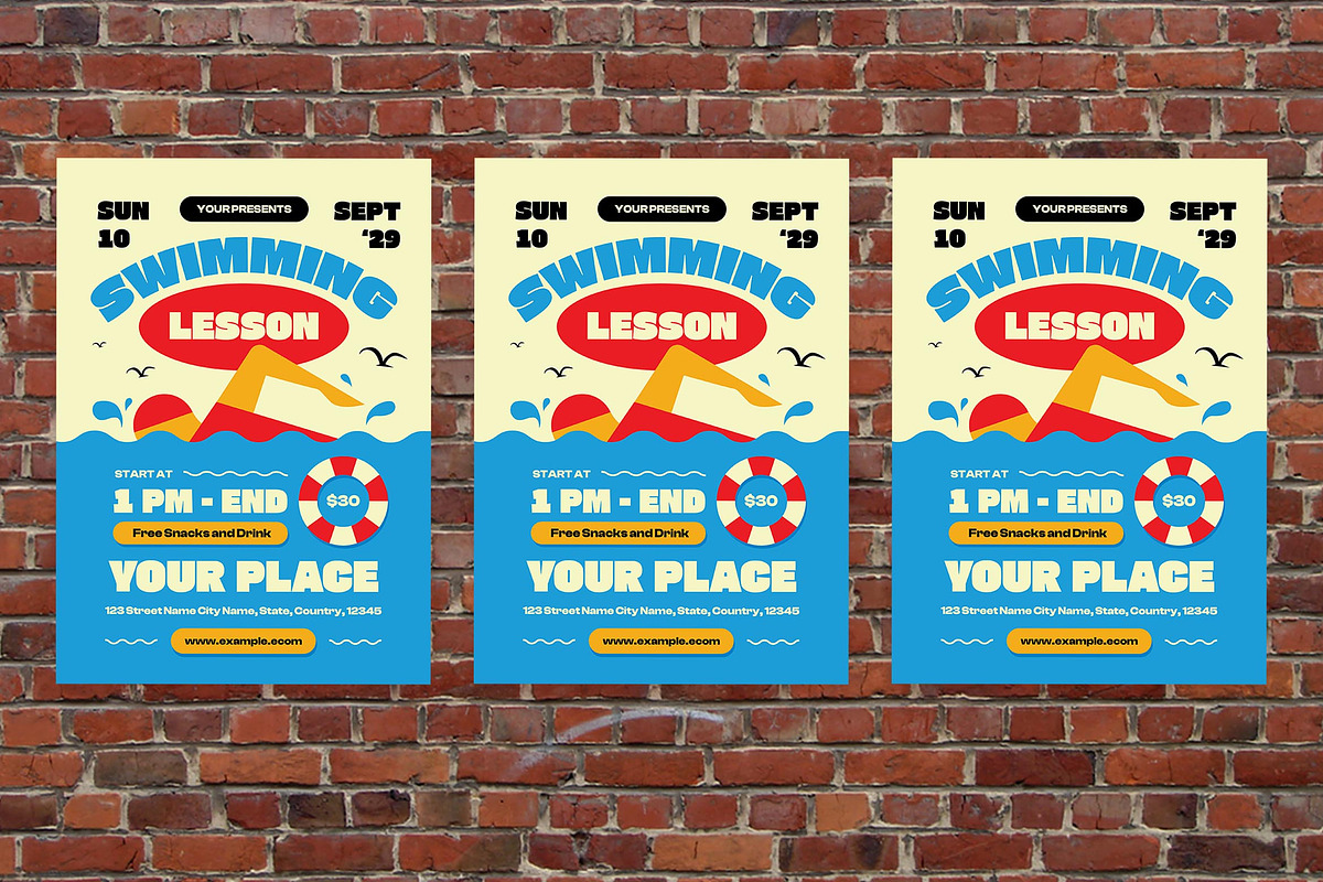 Beige Swimming Lessons Flyer Set, a Flyer Template by Aiyari Graphic (Photo 3 of 3)