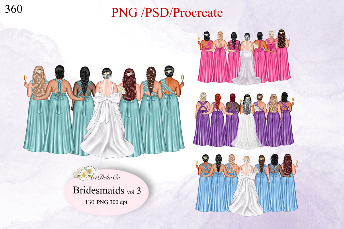 Bride and Bridesmaids Plus Size Art, a Person Illustration by DekoArt (Photo 1 of 9)