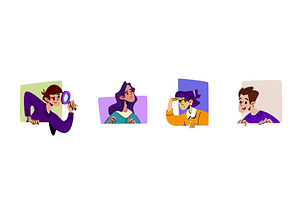 Curious people peeking set isolated, an Illustration by art PVP - market