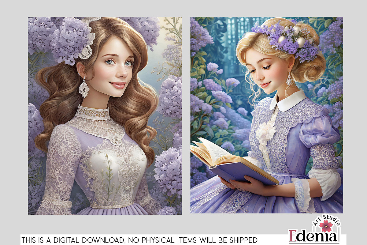 Lavender Female Characters Papers, a Wallpaper Graphic by EdeniaArtStudio (Photo 5 of 7)