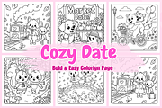 Cozy Date Bold & Easy Coloring Page, a Decorative Illustration by Coco Bloom (Thumbnail 1 of 3)