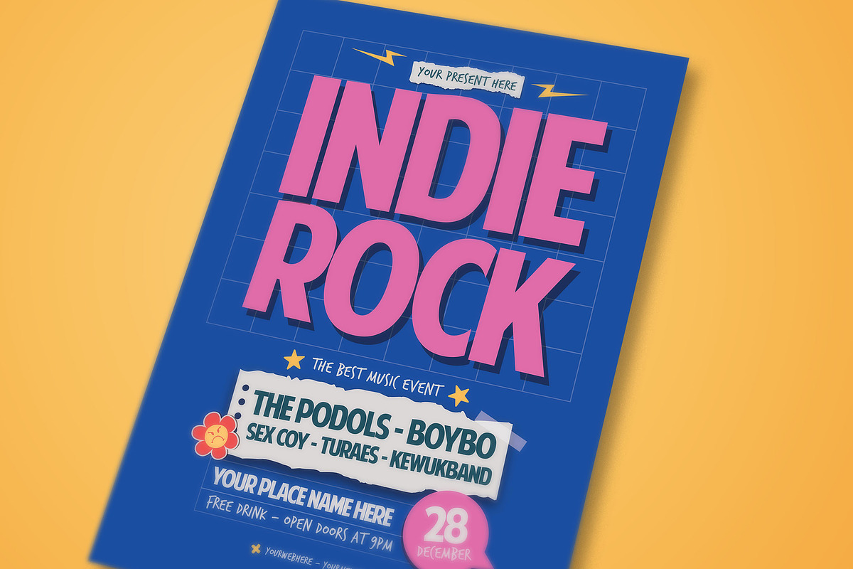 Indie Rock Music festival Flyer, a Flyer Template by megarez (Photo 3 of 3)