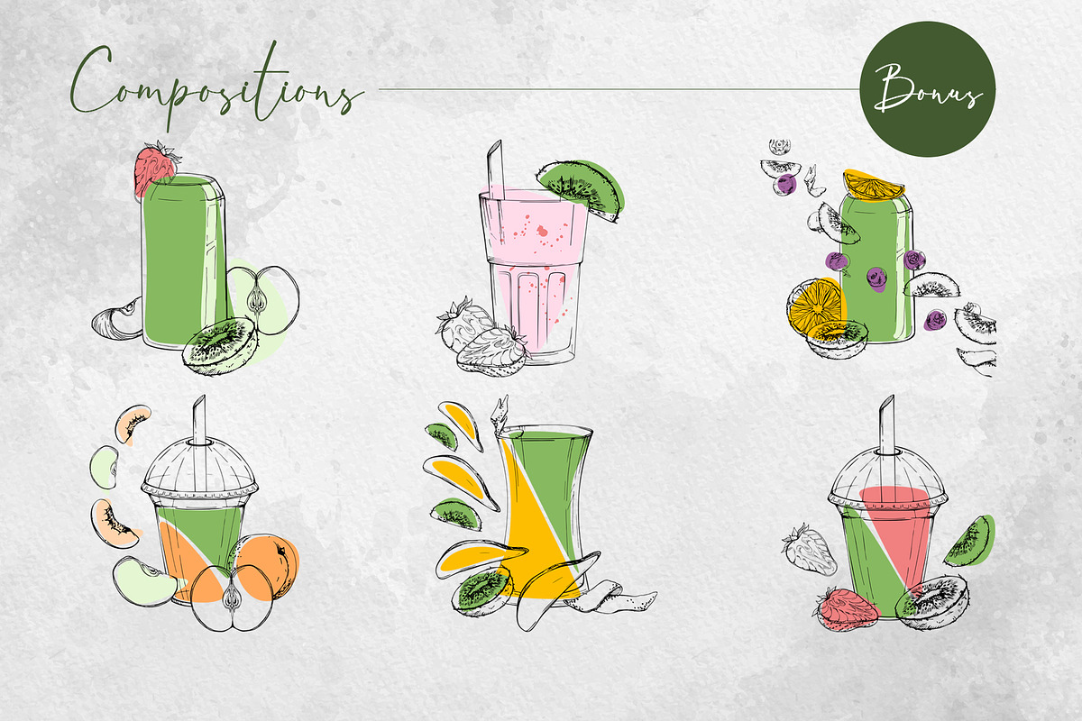 Green detox smoothies, a Food Illustration by MsFlaffy (Photo 8 of 15)