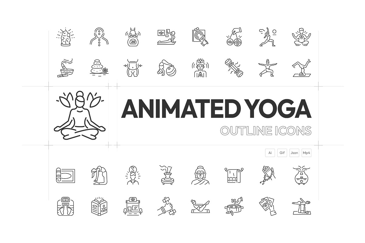 Yoga and Meditation Animations, an Outline Icon by Prosymbols (Photo 1 of 4)