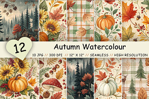 Autumn Watercolour Digital Paper