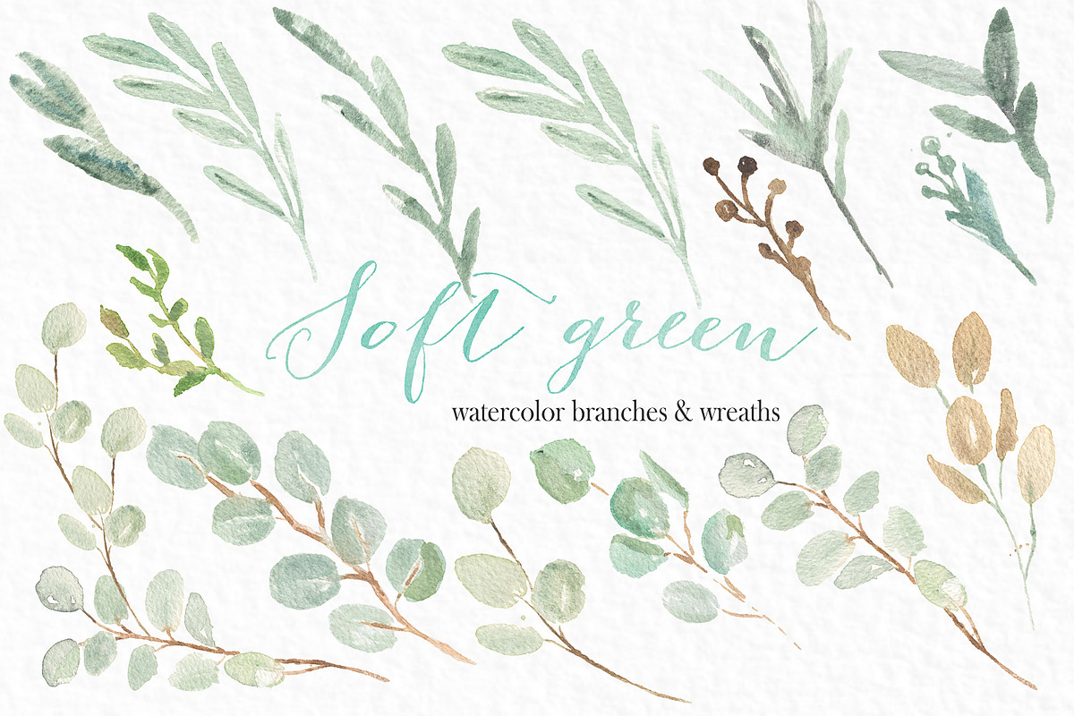 Soft green wreaths branches clipart, an Illustration by LABFcreations (Photo 4 of 5)