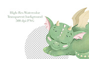 Dragons Watercolor Clipart, an Animal Illustration by ArtGiftsStudio (Thumbnail 3 of 6)