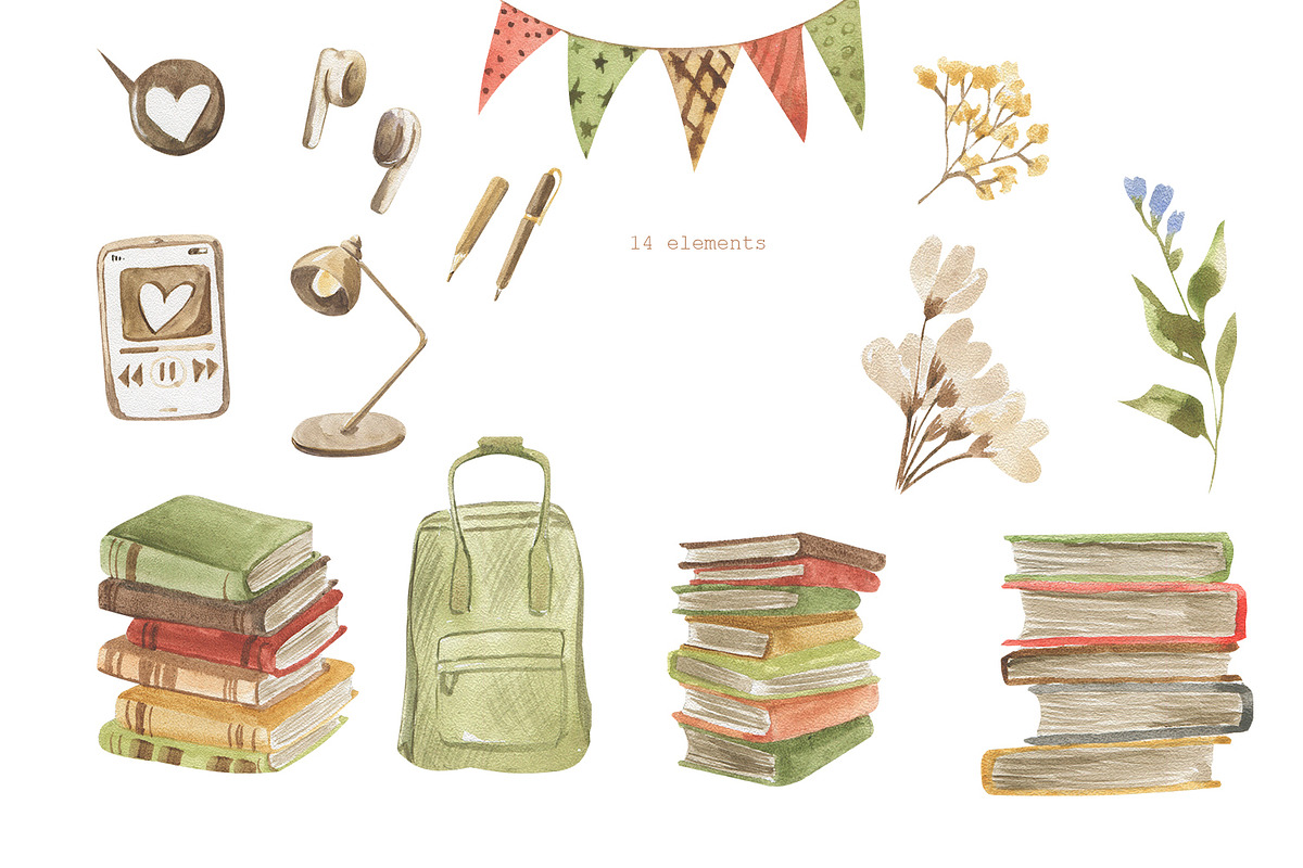 Children and books, watercolor set, an Education Illustration by Love Watercolor Store (Photo 4 of 10)