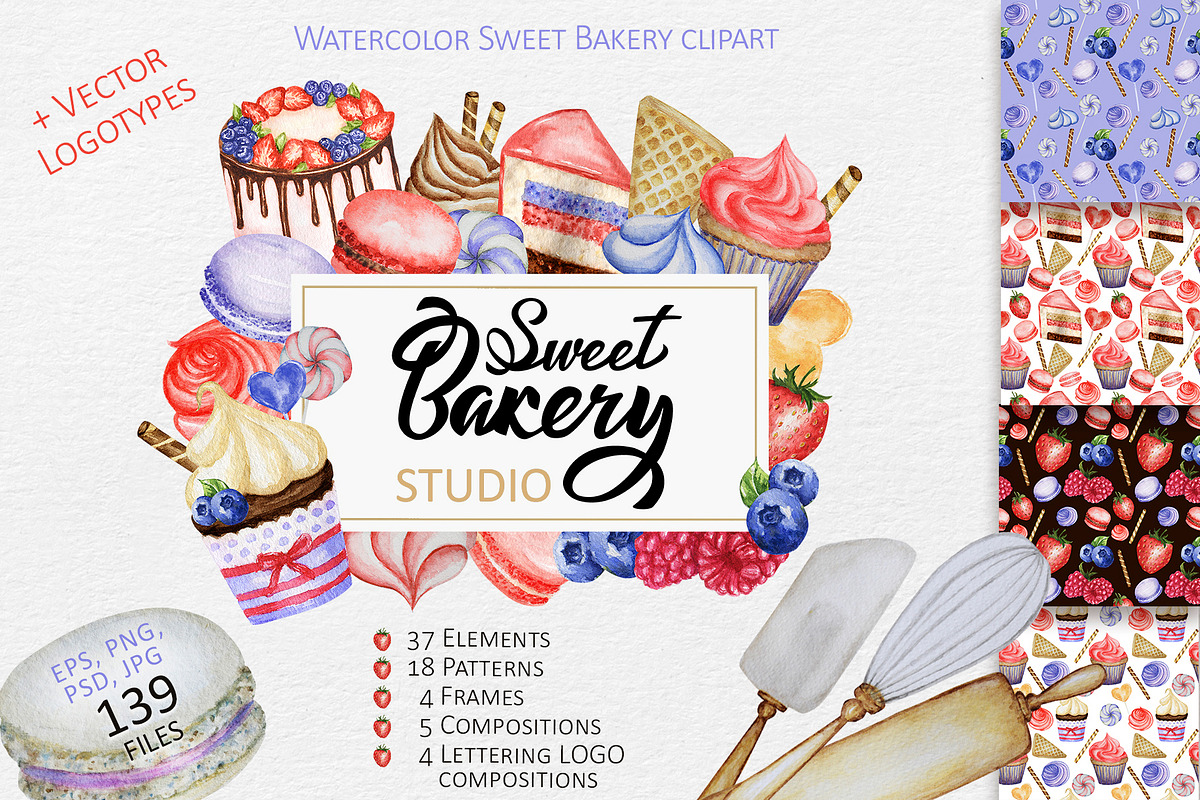 Sweet Cake Baking Watercolor clipart, an Object Graphic by svetlanaARTdreams (Photo 1 of 10)
