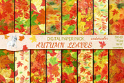 Watercolor Autumn leaves patterns, a Pattern Graphic by DollyPotterson (Thumbnail 1 of 6)