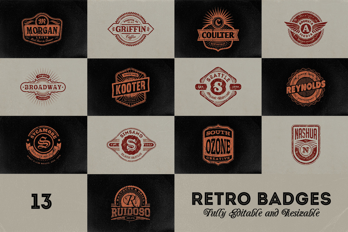 13 Retro Signs or Badges v.3 preview 2