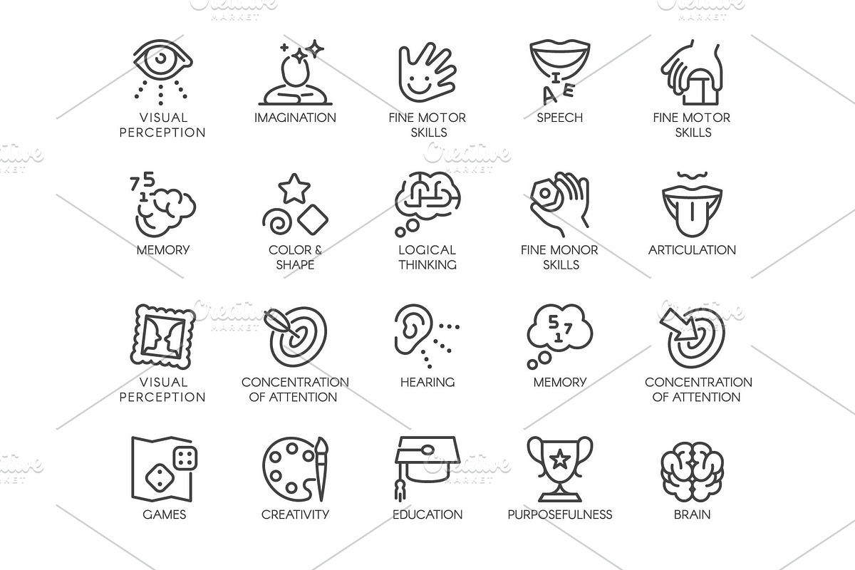 Cognitive Skills Icons, an Outline Icon by FishCoolish