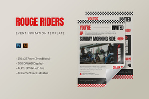 Rouge Riders - Event Invitation, a Print Template by StreaksideStd