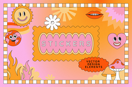 Retro stickers - vector elements, a Background Graphic by venimo