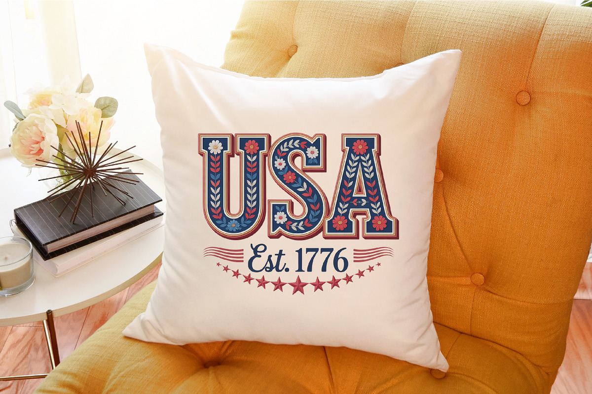 Floral Embroidery USA Png Retro Amer, an Illustration by Sublimation Artist (Photo 9 of 9)