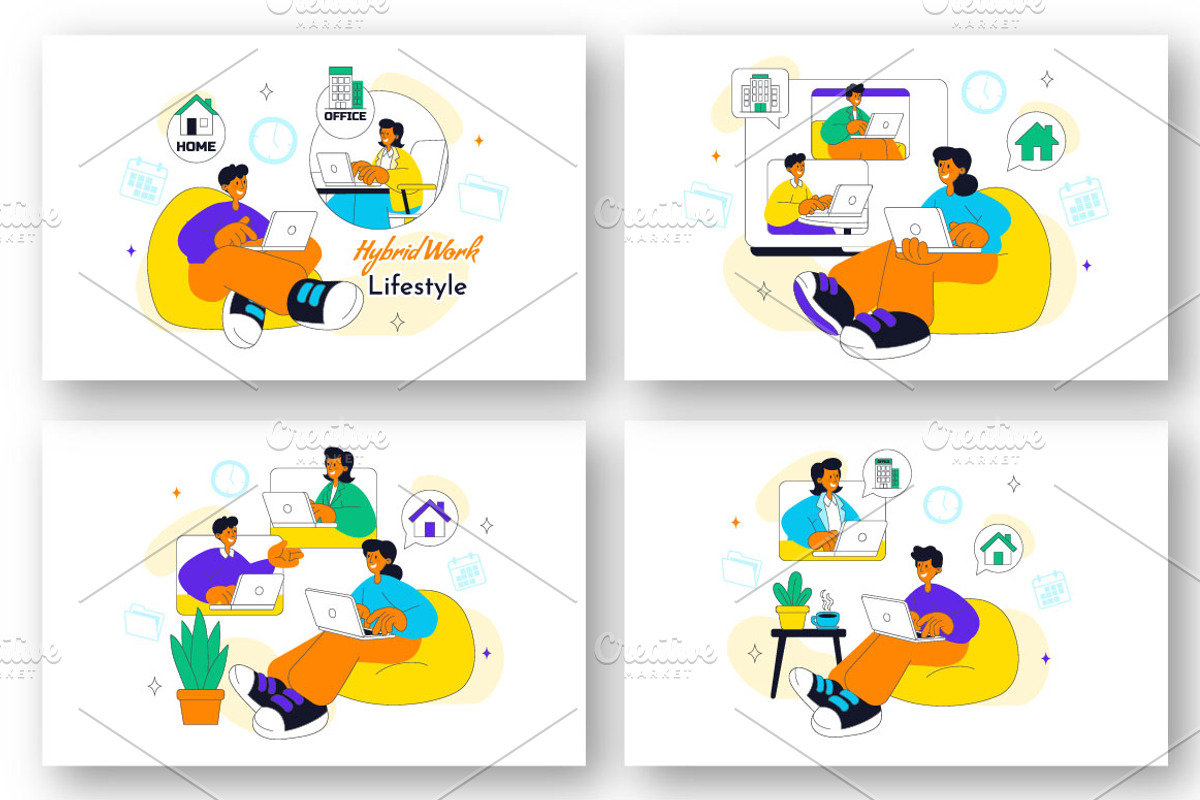10 Hybrid Work Lifestyle Design, a Work Illustration by denayunebgt (Photo 2 of 4)