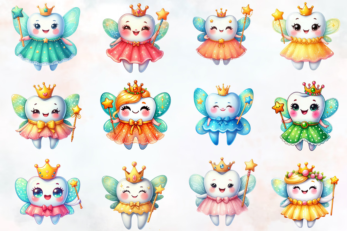 Colourful cute tooth fairy sublimati, a Seasonal Illustration by RobertsArt (Photo 2 of 7)