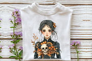 Cute Autumn Gothic Girl Clipart, an Illustration by Rose Art (Thumbnail 5 of 7)