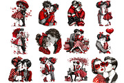 Valentine Kissing Couple Clipart, an Illustration by DreamArtGraphic (Thumbnail 2 of 4)
