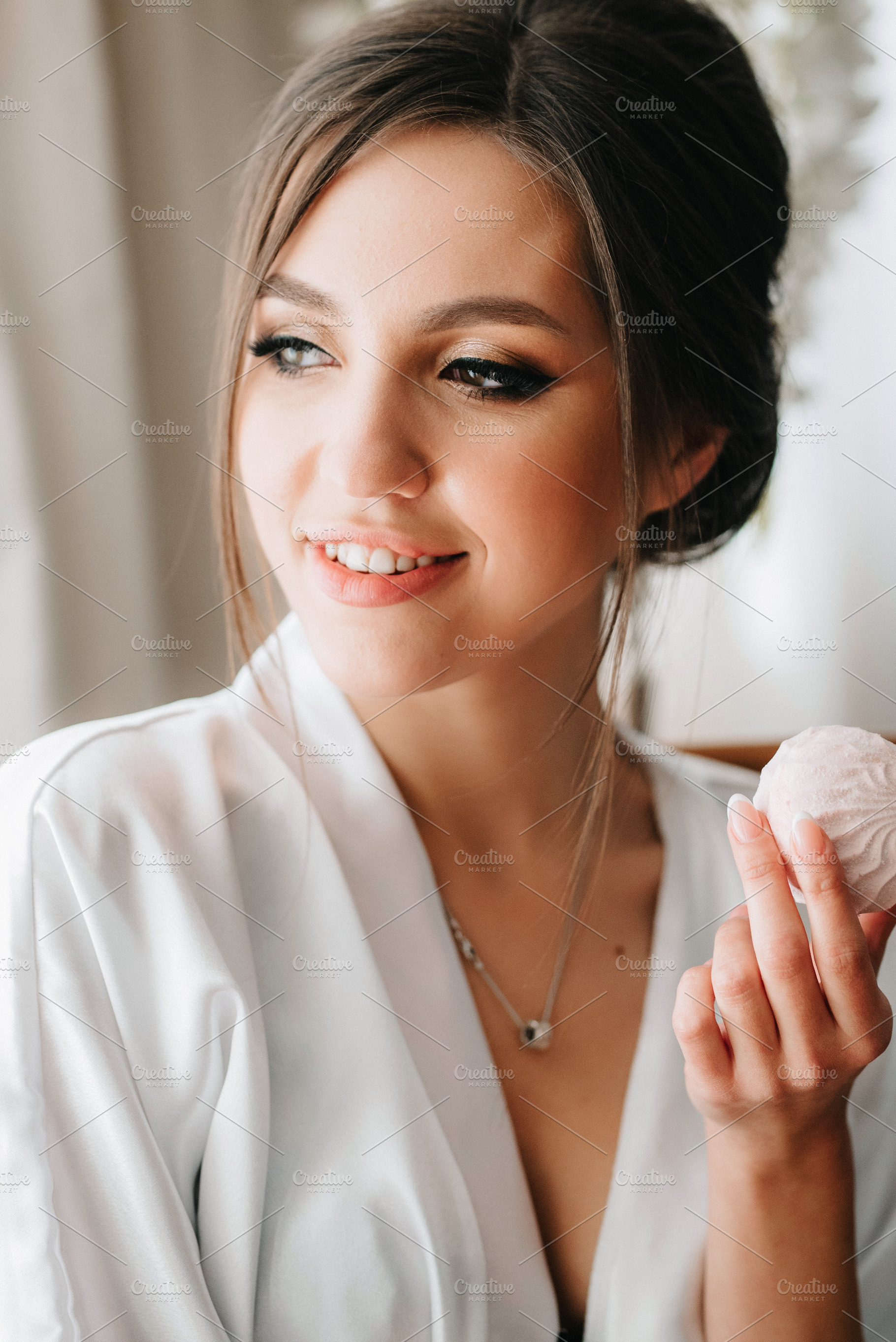 A young bride sits at a slot machine in the morning and drinks c, a Person Photo by Weddings, People, Travel
