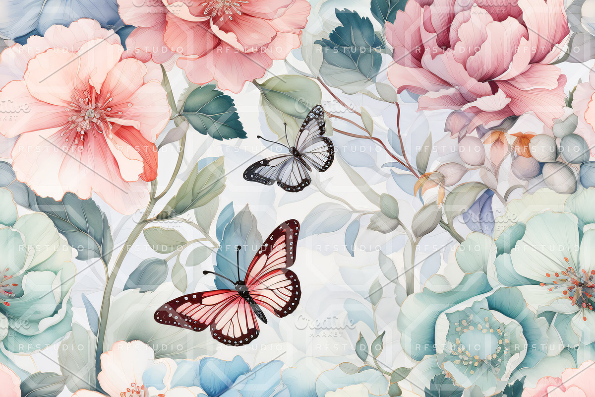 FLORAL FLUTTER. Seamless Pack, a Texture Illustration by RefinedFantasyStudio (Photo 7 of 9)