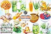 Watercolor Natural Remedies Clipart, an Illustration by Canvas Craft (Thumbnail 1 of 4)