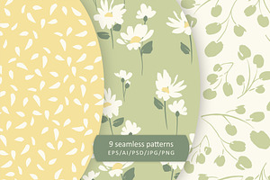 Cute Daisies. Seamless Patterns