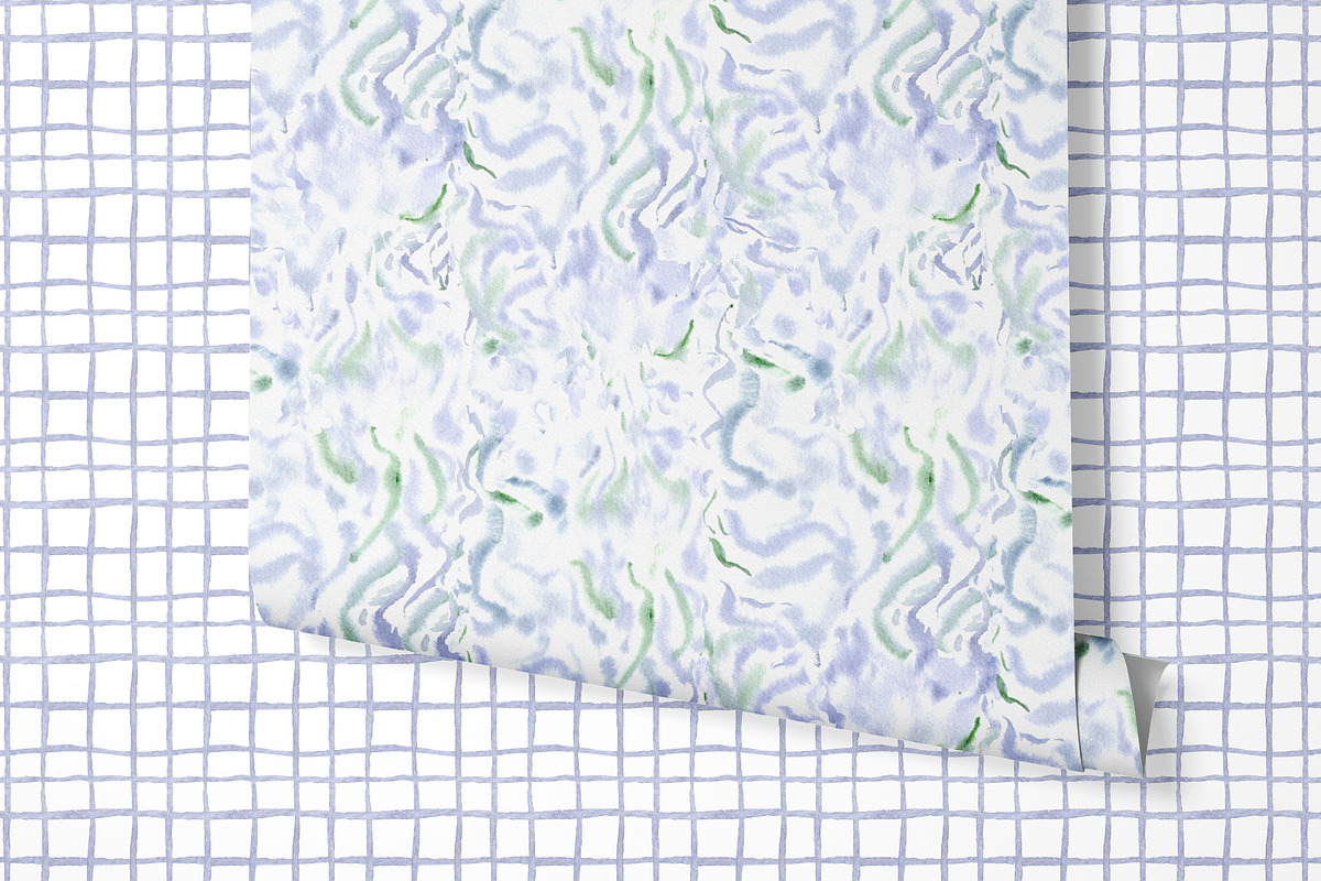 Blue Green Watercolor Patterns, a Wallpaper Graphic by Webvilla Studio (Photo 8 of 9)