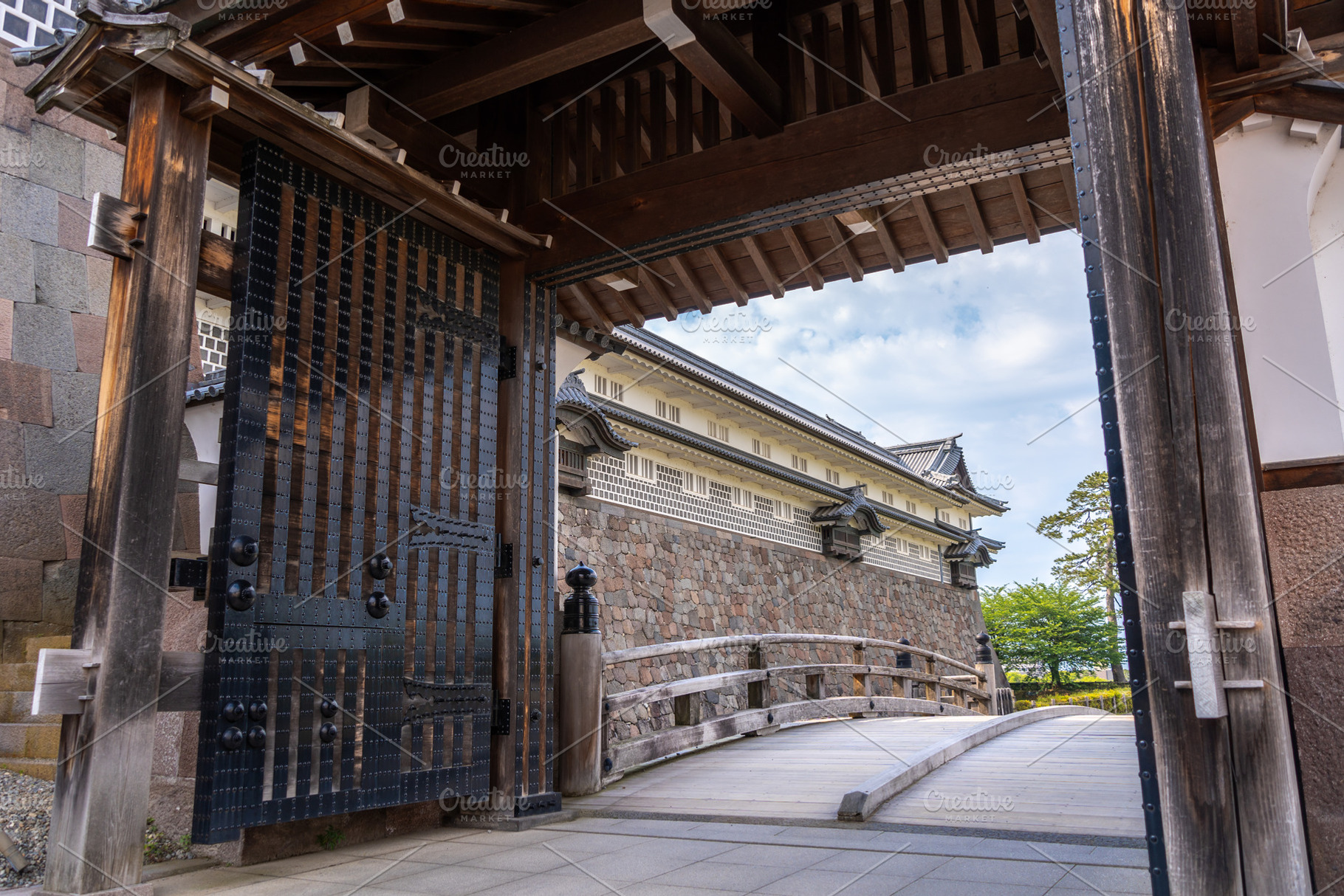 Main entrance gate of Kanazawa Castle in Kanazawa, Japan, an Architecture Photo by GoodGoods