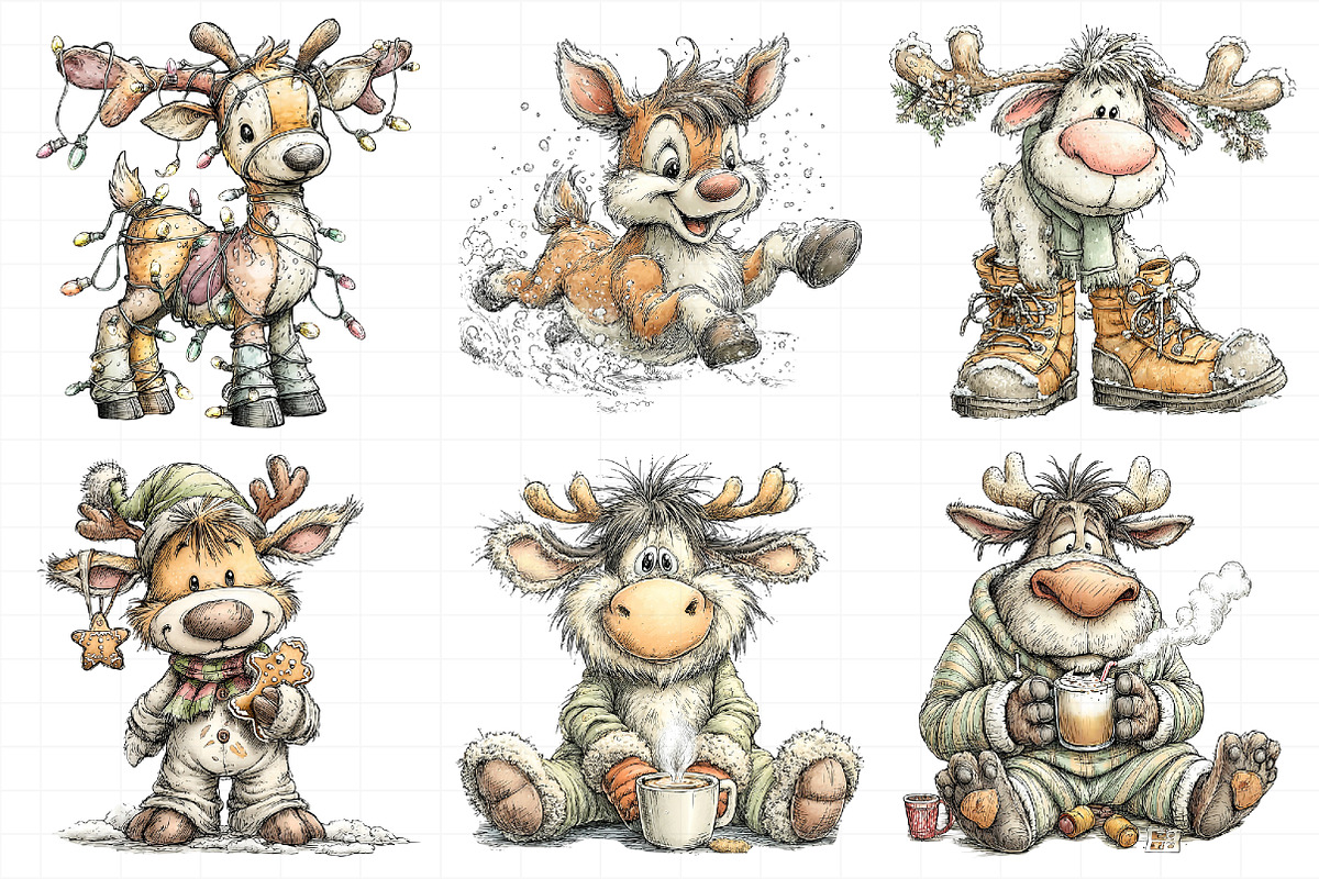 Quirky Christmas Reindeer Clipart, an Illustration by Daily.Designs (Photo 5 of 5)