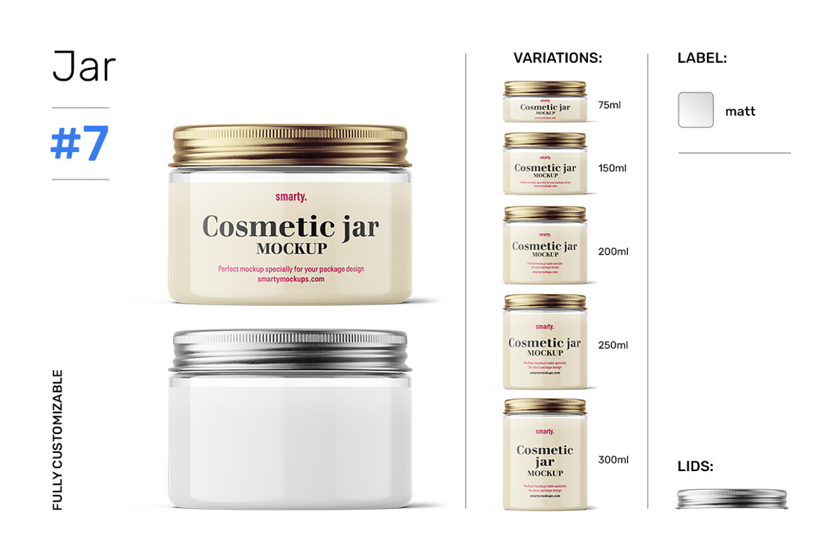 Cosmetic jar mockups bundle, a Packaging Mockup by Smarty Mockups (Photo 12 of 28)