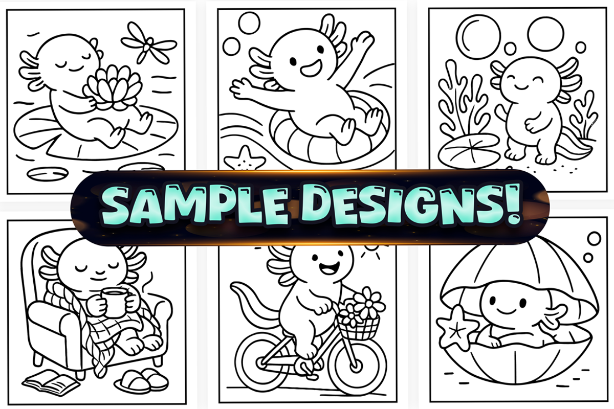 Bold and Easy Axolotl Coloring Pages, an Animal Illustration by Craftsbeefy (Photo 3 of 4)