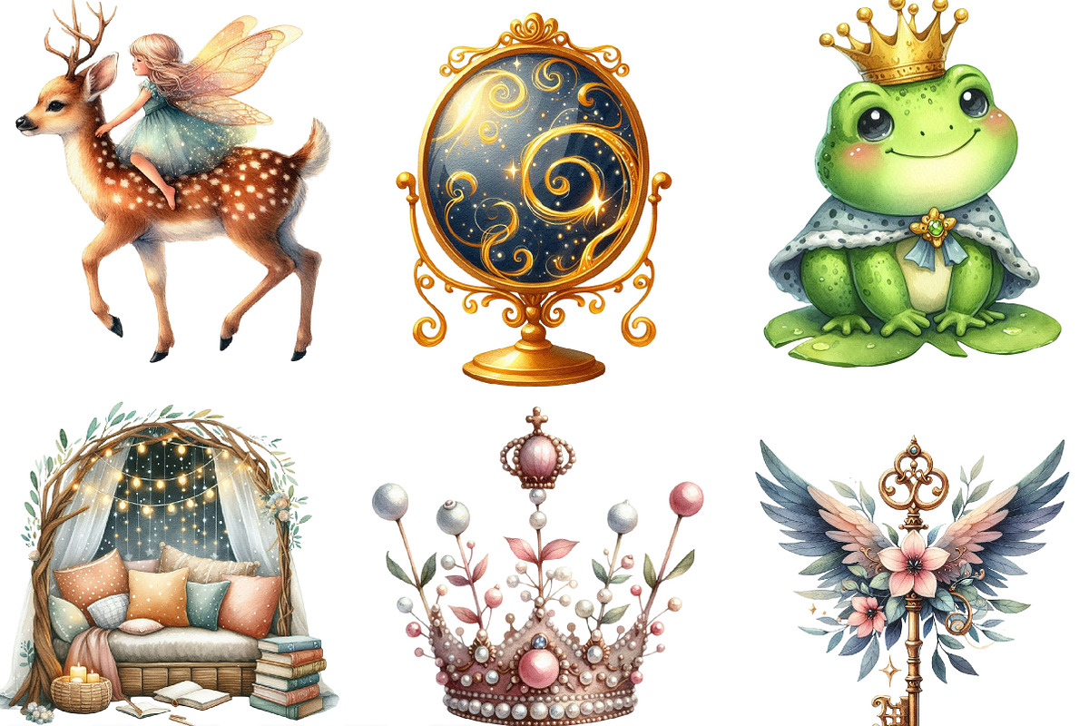 Watercolor Little Fairy Tale Clipart, an Illustration by Designking (Photo 3 of 4)