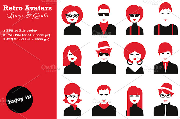 Boys Girls Retro Avatars
