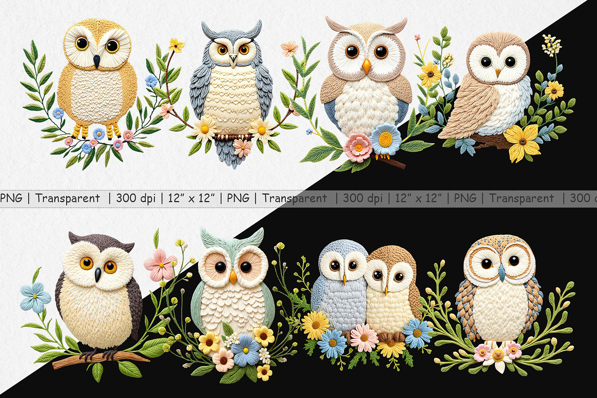Owl Embroidery Clipart, a Graphic by Artnoy (Photo 2 of 5)