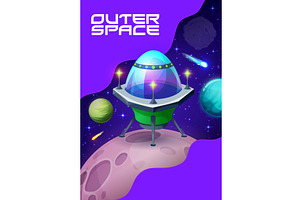 Space Poster With Ufo Saucer