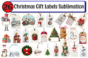 Christmas Gift Labels Sublimation, an Illustration by Design Market