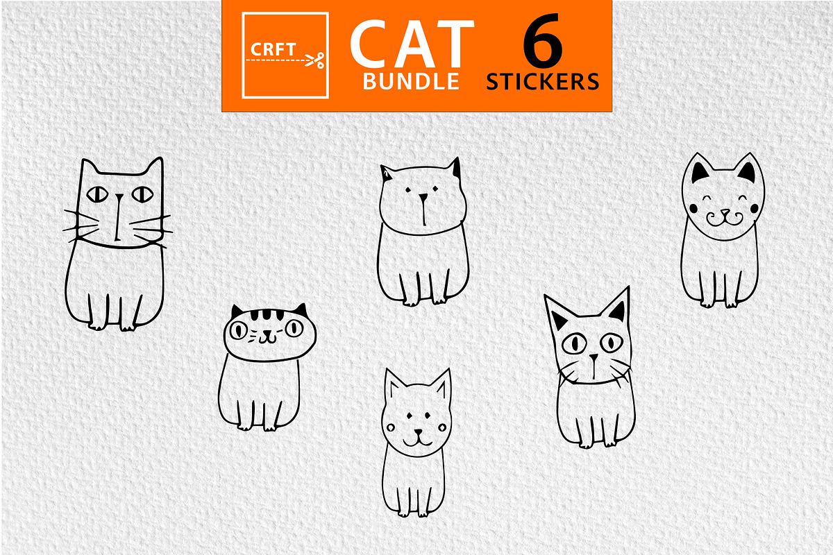 Black & White Cat Bundle 6 Designs, an Illustration by LaserCutano (Photo 1 of 7)