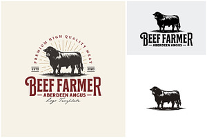 Aberdeen Angus Cattle Beef Farm Logo