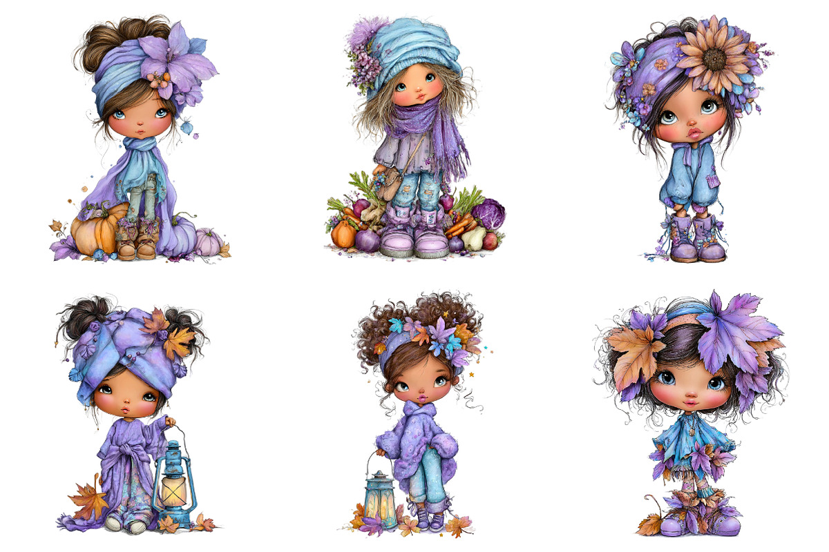 Whimsical Autumn Girls Clipart, a Seasonal Illustration by Daily.Designs (Photo 5 of 5)