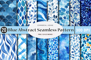 Blue Abstract Seamless Patterns, an Illustration by SinaCreation