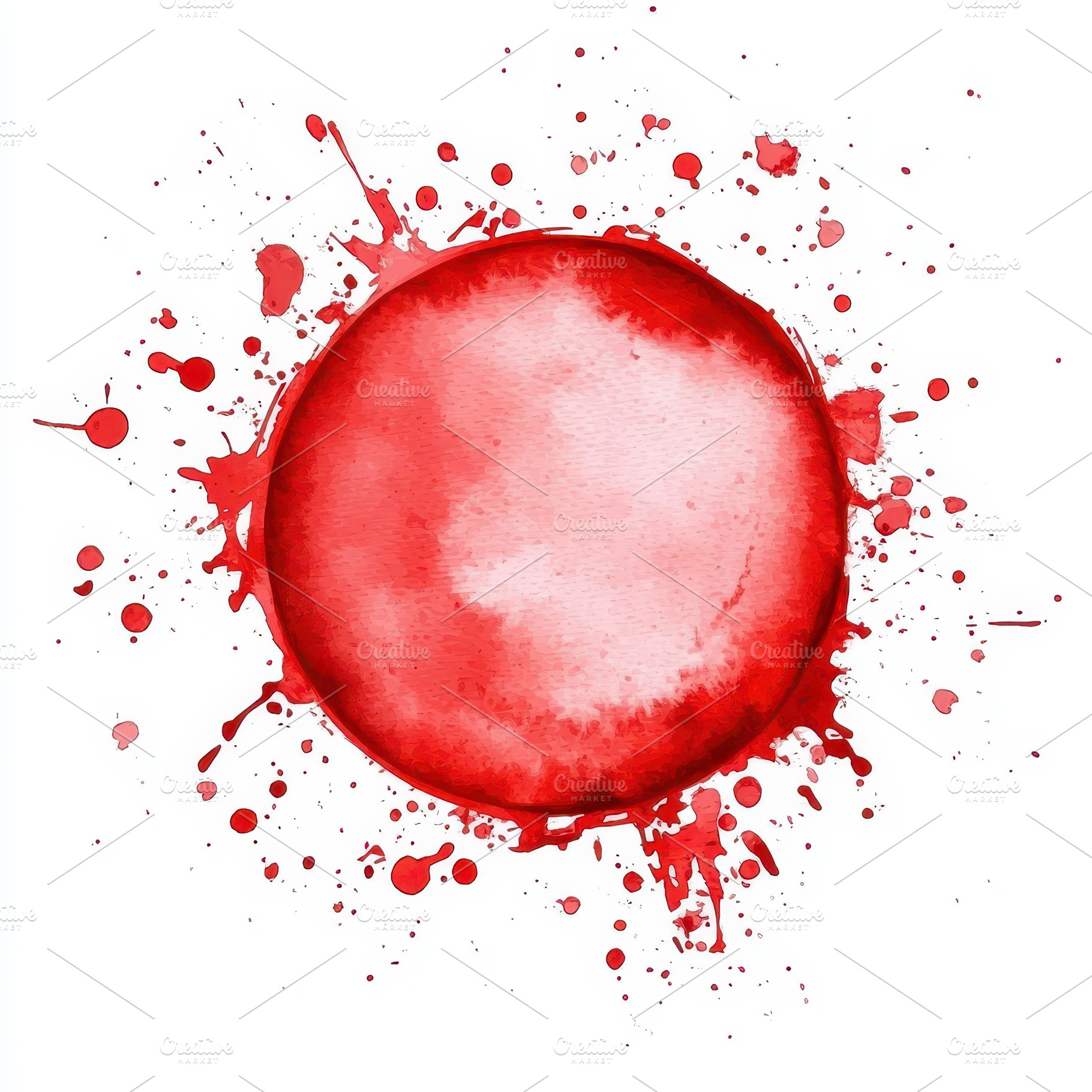 Red watercolor circle splash abstrac, an Abstract Photo by Pixeness Studio