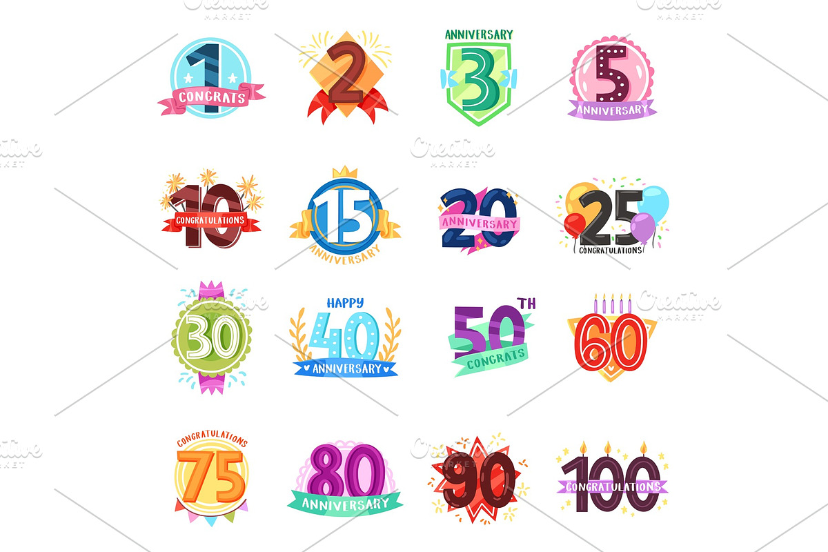 Anniversary badges vector birthday, an Object Graphic by RocketArt