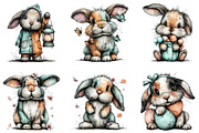Whimsical Bunny Easter Clipart, an Illustration by CraftArtStudio (Thumbnail 3 of 6)