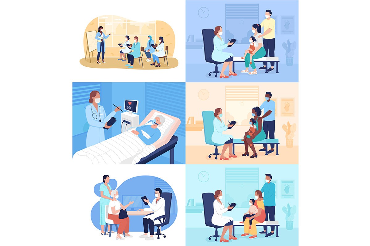 Visit doctor flat illustrations, a Healthcare Illustration by IMG visuals characters (Photo 1 of 7)