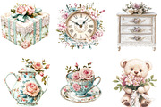 Shabby Chic Mothers Day Clipart, a Seasonal Illustration by Designking (Thumbnail 4 of 5)