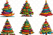 Christmas Tree Clipart, an Illustration by Black Bird Studio (Thumbnail 2 of 6)
