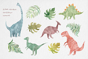 Watercolor Dinosaurs Clipart, an Illustration by MilanaDesignShop (Thumbnail 2 of 5)